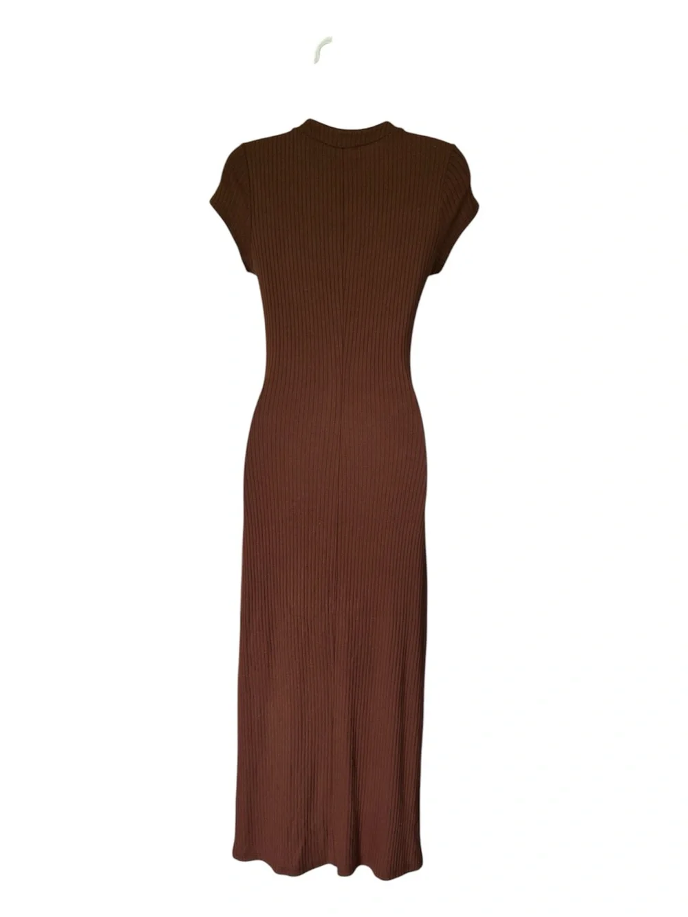 Reformation Chocolate Brown Ribbed Button-Front Midi Dress - Picture 4 of 11